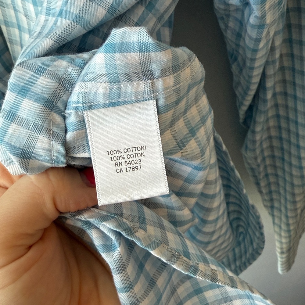 Banana Republic Slim Fit Non-Iron‎ Blue and White Dress Shirt - Picture 6 of 7